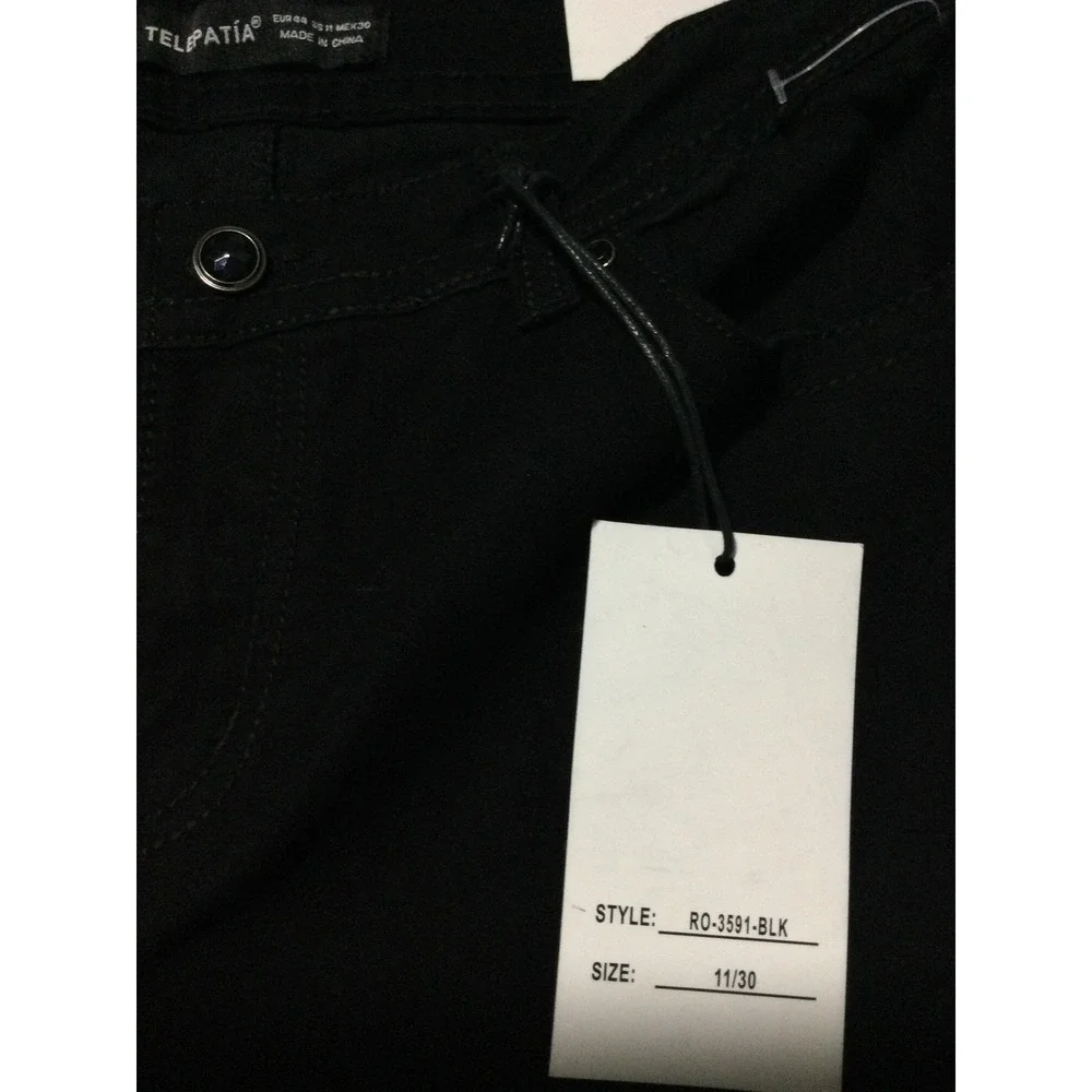 Telepatia Womens Low Rise Bootcut Jeans Black Fleur De Lis Sequin Size 11/30 NEW